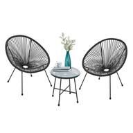 Zestaw mebli ogrodowych Juskys czarny 3 el.