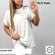 Bluzka wiskozowa ze złotym łańcuszkiem-rozmiar S/M;Biała