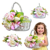 WIELKANOCNY DUŻY KOSZYK NA ŚWIĘCONKĘ WIELKANOC KOSZYCZEK Z STROIK DEKORACJA