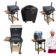GRILL WĘGLOWY DUŻY BECZKA Z RUSZTEM ŻELIWNYM MOBILNY + POKROWIEC DE KRAFT
