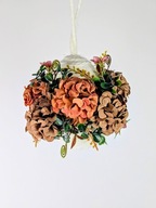 Jajko wielkanocne dekoracyjne z mechatego sznurka i kwiatów, rękodzieło