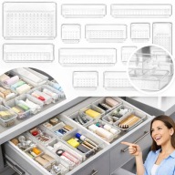 ORGANIZERY DO SZUFLADY NA PRZYBORY KOSMETYKI PRZEZROCZYSTE ZESTAW 25 SZTUK