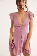Free People Fioletowa Sukienka Krótka Mini Lilac