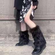 Ocieplacze / Getry z Puszystego Sztucznego Futra – Style Y2K, Lolita, Goth
