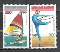 GABON Igrzyska Preolimpijskie Los Angeles-windsurfing 1983 ** Mi 848-9 (761