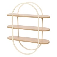 Półka ścienna 3-poziomowa 50x15x57 cm beżowa metal drewno FSC