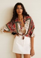 M ANGO PIĘKNA BLUZKA ORIENTALNY WZÓR BUFIASTY RĘKAW WISKOZA LEJĄCA XL