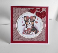 Kartka ręcznie robiona na walentynki piesek