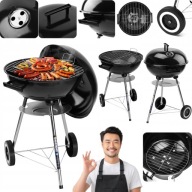 PRZENOŚNY OKRĄGŁY OGRODOWY GRILL Z POKRYWĄ NA KÓŁKACH POPIELNIK RUSZT