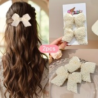 SPINKI 2 SZT klamra złote vintge TKANINA vintage modne retro perła wiosna