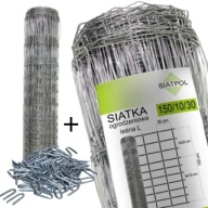 SIATKA OGRODZENIOWA DZIAŁKI LEŚNA OCYNKOWANA 150/10/30 + SKOBLE GRATIS 50M