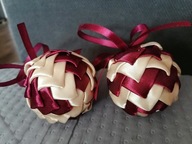 BOMBKA kremowo bordowa ręcznie robiona ZE WSTĄŻKI