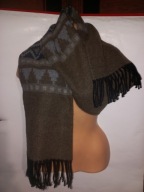 Szalik szal akryl wełna ciepły brąz jak nowy