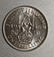 Wielka Brytania 1 szyling 1946r. Srebro BCM