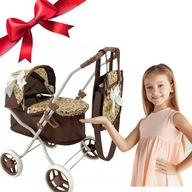 Wózek dla lalek głęboka gondola z torbą beżowo-czekoladowy 9325H