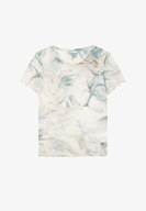 Stradivarius siateczkowy mesh transparentna marmurkowa print zielona top L