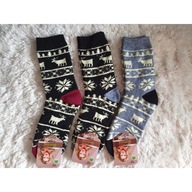 SKARPETY DŁUGIE NORWESKIE RENIFER RENIFERKI 3x święta gwiazda świąteczne