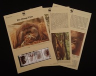 Indonezja 1989**, WWF: małpa orangutan ssaki + karty WWF