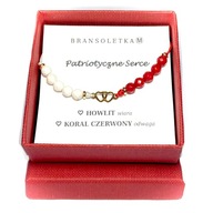 Bransoletka kamienie naturalne Howlit Koral Patriotyzm Polska Serce