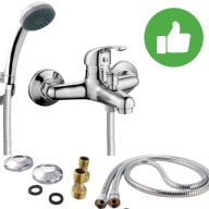 BATERIA PRYSZNICOWA ŚCIENNA CHROM ZESTAW SŁUCHAWKA WĄŻ UCHWYT KOMPLET