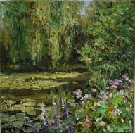 Nad wodą" obraz olejny na płótnie 30x30cm , oryginał Garncarek Al,,,