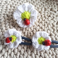 Gumka + 2 spinki z kwiatkami Handmade