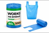 Worki Na Śmieci 60L 100szt Mocne Wiązane Niebieskie Extra Mocne UNIWERSALNE