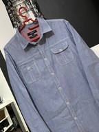 R Koszula Redwood subtelne kwadraty niebieska 2 kieszenie bawełna XL