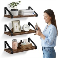 ZESTAW PÓŁEK PÓŁKA ŚCIENNA WISZĄCA 3 SZT LOFT DĄB INDUSTRIALNA 30-40CM