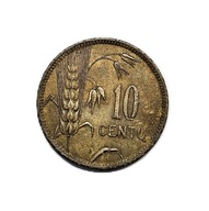 Litewska moneta o nominale 10 centu (centów) z 1925 roku.