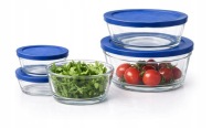 SMUKEE MISKI SZKLANE z pokrywkami 150/220/400/600/1100 ml NIEBIESKIE