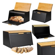 CHLEBAK METALOWY Z DESKĄ POJEMNIK NA PIECZYWO JEDNOCZĘŚCIOWY SZAFKA CZARNA