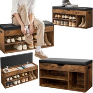 WĄSKA SZAFKA NA BUTY Z SIEDZISKIEM TAPICEROWANA OTWIERANY SCHOWEK