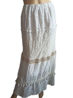 włoska DŁUGA SPÓDNICA falbany koronka hafty 36/38