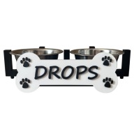 Stojak + 2 miski dla psa / kota z imieniem 3D / personalizowany - L - czerń