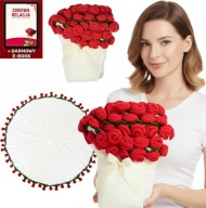 Ręcznie Szydełkowany Bukiet Róż 2w1- 110cm 68 róż Premium Wyjątkowy Prezent