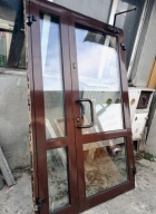 DRZWI Zewnętrzne Aluminiowe Dwuskrzydłowe Przeszklone Wejściowe 149x229cm