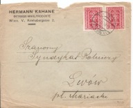 WIEDEŃ -LWÓW -koperta firmowa HERMANN KAHANE -obieg 1924 SYNDYKAT ROLNICZY