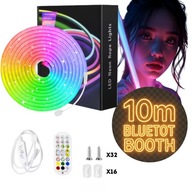 TAŚMA NEON LED RGB WODOODPORNA 10m ŁĄCZNOŚĆ BLUETOOTH Z APLIKACJĄ I PILOTEM