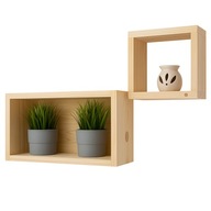 Zestaw 2 drewnianych półek ściennych komplet wiszących półek