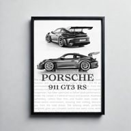 Plakat samochodowy Porsche 911 gt3 Rs- dekoracja prezent samochód