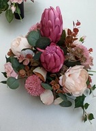 Stroik na cmentarz GRÓB kompozycja ZESTAW flakon BUKIET sztuczne kwiaty