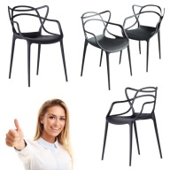 KRZESŁO AŻUROWE CZARNE NOWOCZESNE DO JADALNI SALONU KUCHNI LOFT LOFTOWE