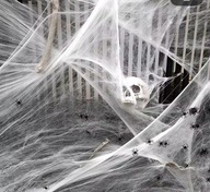 MEGA ZESTAW HALLOWEEN DEKORACJA SZTUCZNA PAJĘCZYNA Z PAJĄKAMI OZDOBA