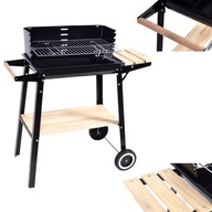 Grill Węglowy ze stali drewnianą i rączką