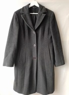 Płaszcz grafitowy, wełniany(70%wełna10%kaszmir), do kolan - 38