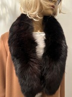 Kołnierz etola obszycie z lisa futro naturalne kolor czarny duży gęsty