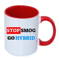 Foto kubek z logo, STOP SMOG, HYBRID, ELECTRIC- GO DIESEL, BENZIN, LPG