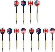 RZUTKI LOTKI DO DARTA DART 12 SZT + 50 GROTÓW FLAGI METALOWE PLASTIKOWE