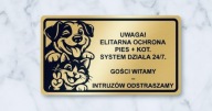 Tabliczka złota uwaga PIES PITBUL I KOT różne wzory